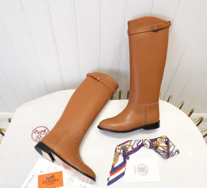 Hermes classic kelly buckle dark brown fashion mid-calf boots - Image 5