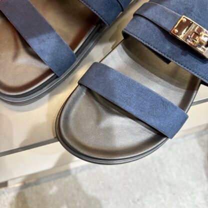 Hermes summer blue pure handmade high-end sandals - Image 5