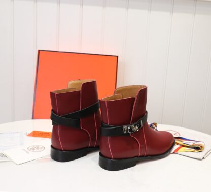 Hermès classic red silver buckle fashion knight boots Hermès classic red silver buckle fashion knight boots - Image 4