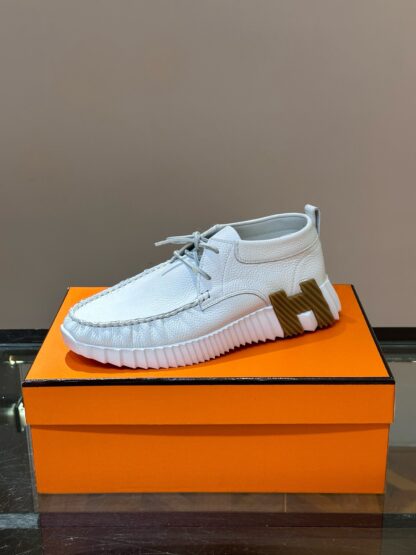 Hermès men's lace-up white versatile simple casual sports shoes - Image 5