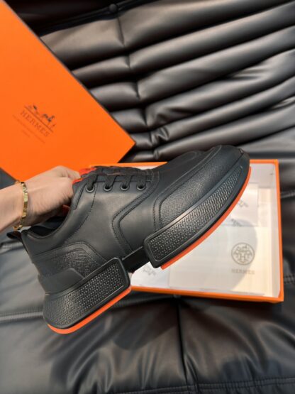 Hermes Men's Black Orange Soft Comfortable Casual Sports Shoes - Image 5