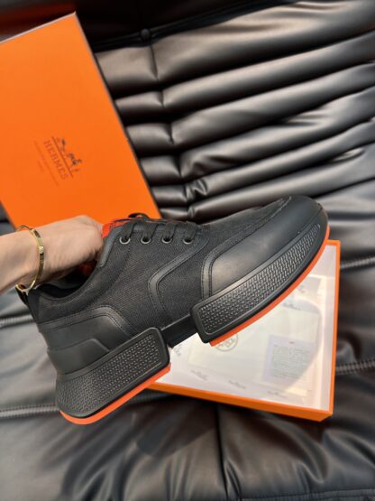 Hermes Men's Black Soft and Comfortable Casual Sneakers - Image 5