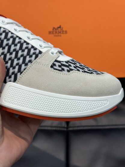 Hermes men's comfortable and soft gray and black color matching casual sports shoes - Image 5