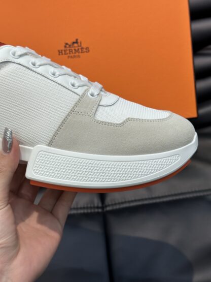 Hermes Men's Comfortable Soft White Gray Casual Sports Shoes - Image 5
