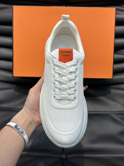 Hermes Men's Comfortable Soft White Casual Sneakers - Image 5