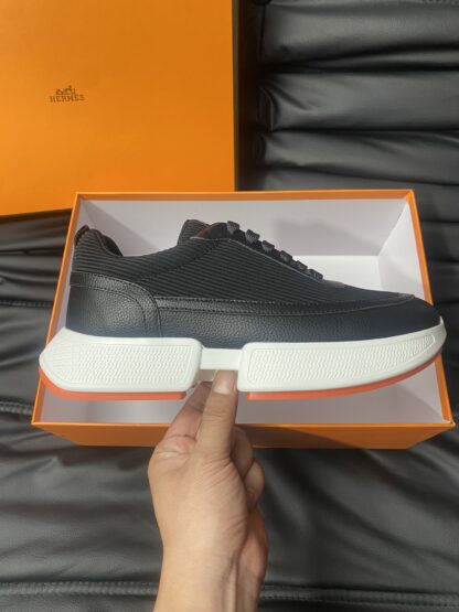 Hermes Men's Comfortable Soft Black Casual Sneakers - Image 5