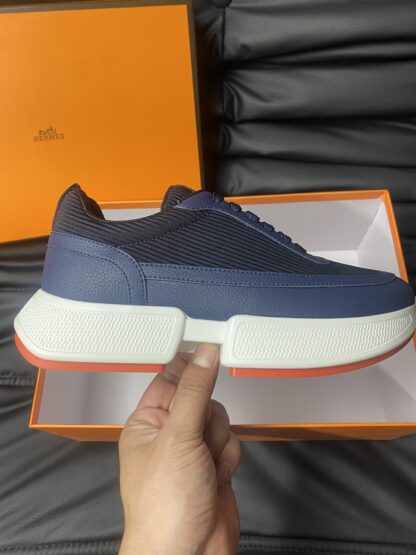 Hermes Men's Comfortable Soft Dark Blue Casual Sneakers - Image 5