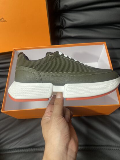 Hermes Men's Comfortable Soft Dark Green Casual Sneakers - Image 5