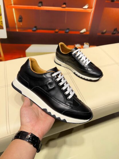 Hermes black and white French Paris catwalk simple casual shoes - Image 5
