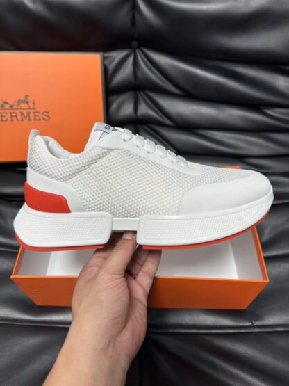 Hermes leather mesh breathable white high-end temperament casual shoes - Image 5