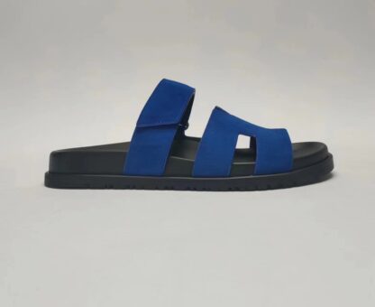 Hermès Couple's Dark Blue Braided Slippers - Image 5
