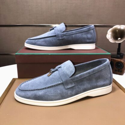 Hermès grey-blue couple's high-end classic loafers - Image 5