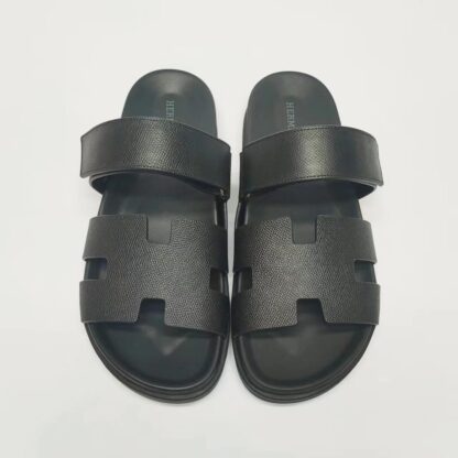 Hermès Couple Braided Black Slippers - Image 5