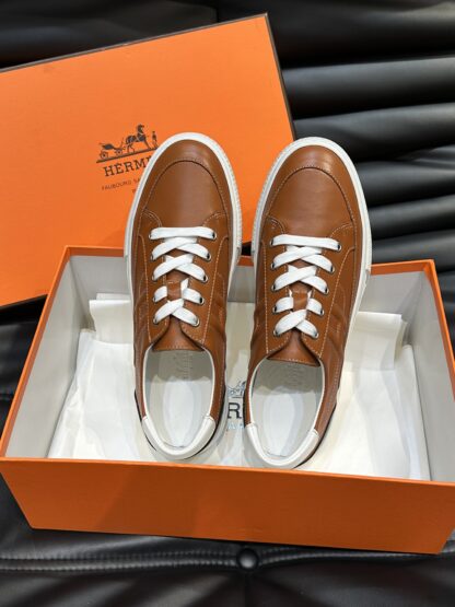 Hermès Men's Dark Brown Comfort Low-Top Casual Sneakers - Image 5