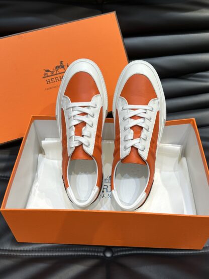 Hermès Men's Orange Comfort Low-Top Casual Sneakers - Image 5