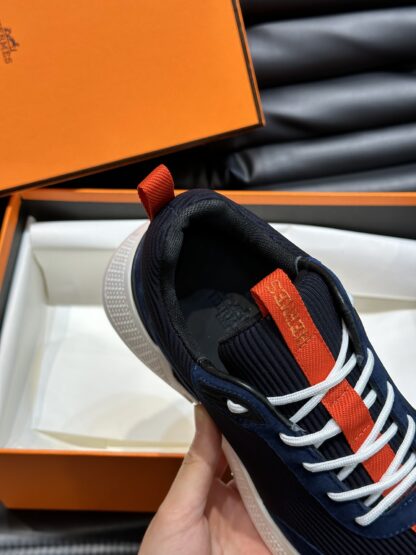 Hermes high-end men's black and blue round toe fashion casual sports shoes - Image 5