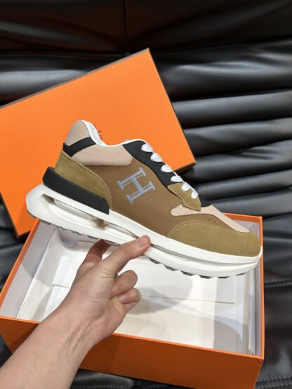 Hermes men's thick-soled apricot brown fashion casual sports shoes - Image 5