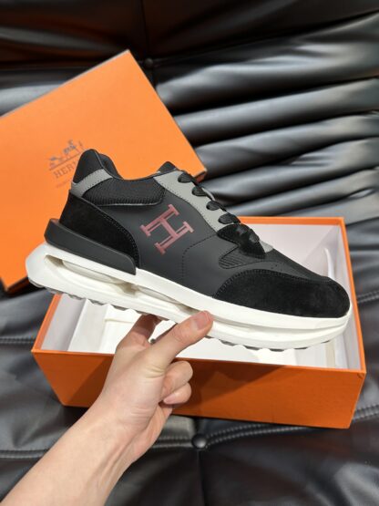 Hermes men's thick-soled black and gray fashion casual sports shoes - Image 5