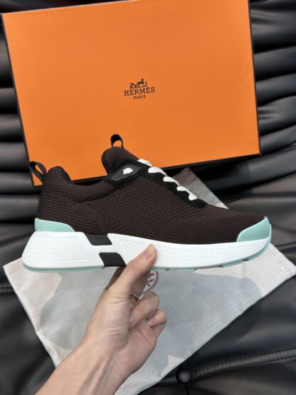 Hermes high-end men's fashion dark brown casual breathable simple sports shoes - Image 5