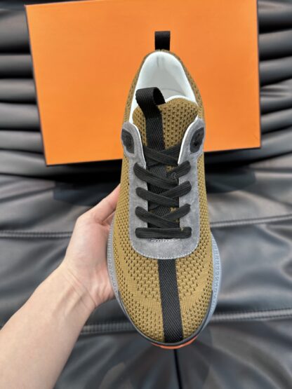 Hermes high-end men's fashion yellow-gray casual breathable simple sports shoes - Image 5