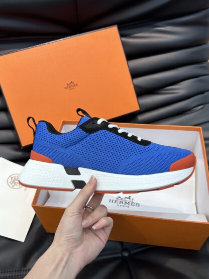 Hermes men's blue and white comfortable breathable simple casual sports shoes - Image 5