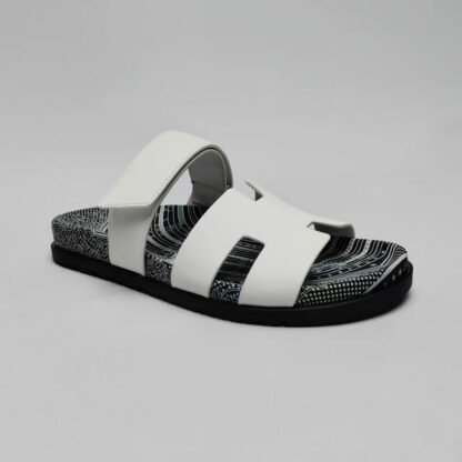 Hermès Couple Braided Black and White Slippers - Image 5