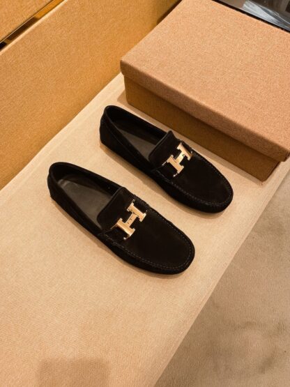 Hermes black comfortable breathable non-slip loafers - Image 5