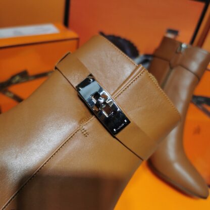 Hermès autumn and winter new classic elegant thick heel short boots heel height 7cm - Image 5