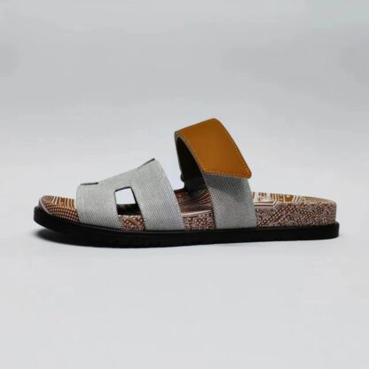 Hermès classic gray-brown couple woven slippers - Image 5