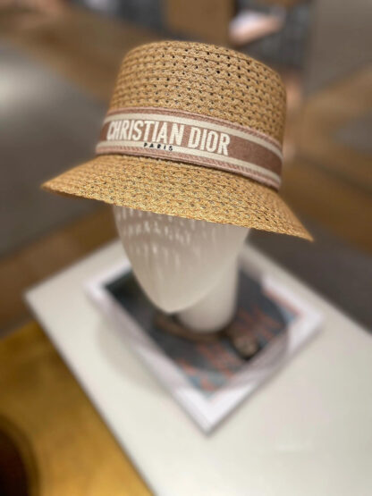 Dior embroidered logo wide brim design fashionable cool straw hat - Image 6