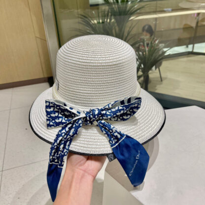 Dior bow ribbon straw hat - Image 6