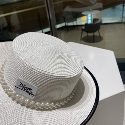 Dior Simple Pearl Straw Basin Hat - Image 6