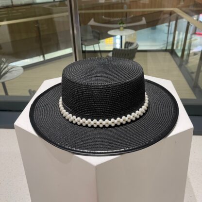 Dior classic fashion pearl straw bucket hat - Image 6
