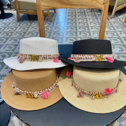 Dior hollow flat top straw hat - Image 6