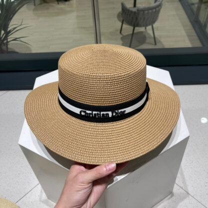 Dior Flat Bucket Hat Simple Straw Hat - Image 6