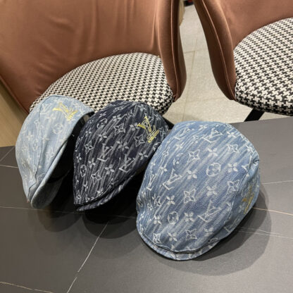 Louis Vuitton fashionable versatile denim jacquard beret breathable sun hat - Image 5