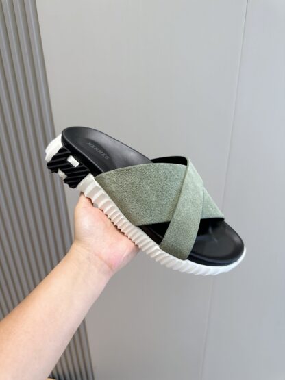 Hermès Men's Light Green Cross Ultra Light Comfort Slippers - Image 5