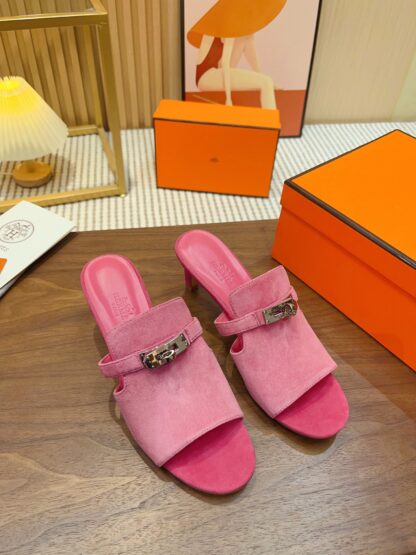 Hermès new handmade pink stiletto sandals - Image 5