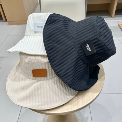Hermes striped bow leisure versatile bucket hat - Image 4