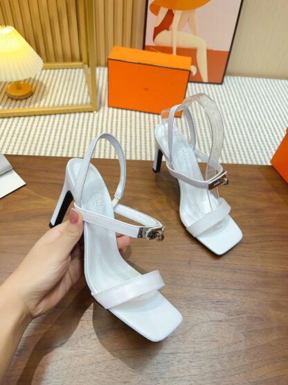 Hermès new pure handmade white comfortable stiletto sandals - Image 5