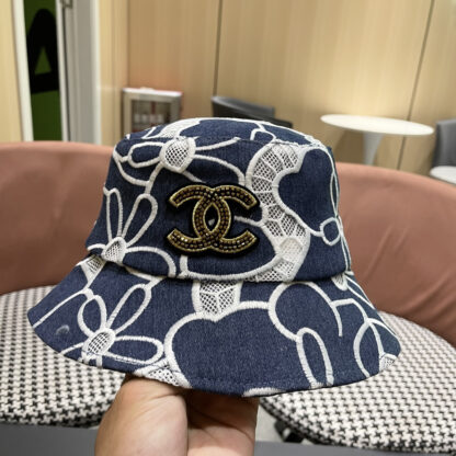 Chanel Spring and Summer Fashion All-match Embroidered Flower Bucket Hat - Image 5