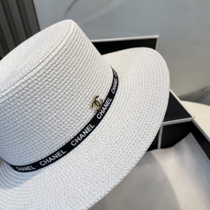 Chanel versatile high-end flat top straw hat - Image 5