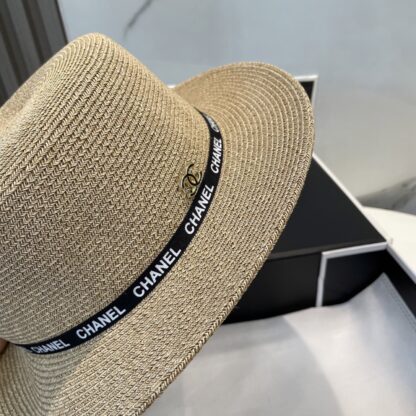 Chanel all-match high-end flat top straw hat - Image 5