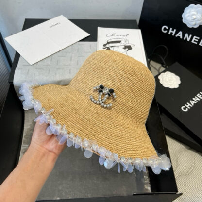 Chanel hand-woven raffia hat - Image 5
