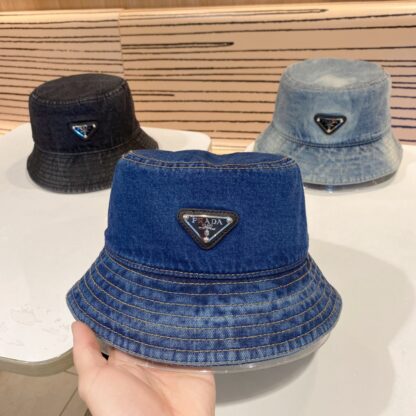 Prada Unisex Denim Bucket Hat - Image 5