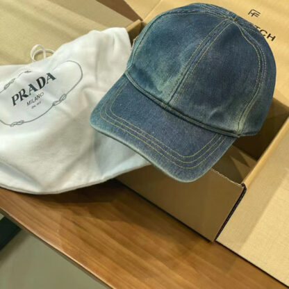 Prada Denim Gradient Washed Baseball Cap - Image 5