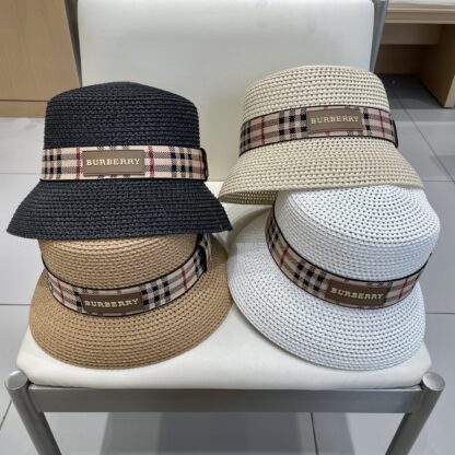 Burberry Casual Simple Bucket Hat Sunshade Straw Hat - Image 6