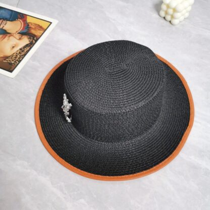 Yves Saint Laurent popular flat top straw hat - Image 5