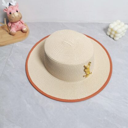 Yves Saint Laurent popular flat top straw hat - Image 5