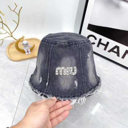 Miu Miu Simple Denim Bucket Hat for Men and Women - Image 6